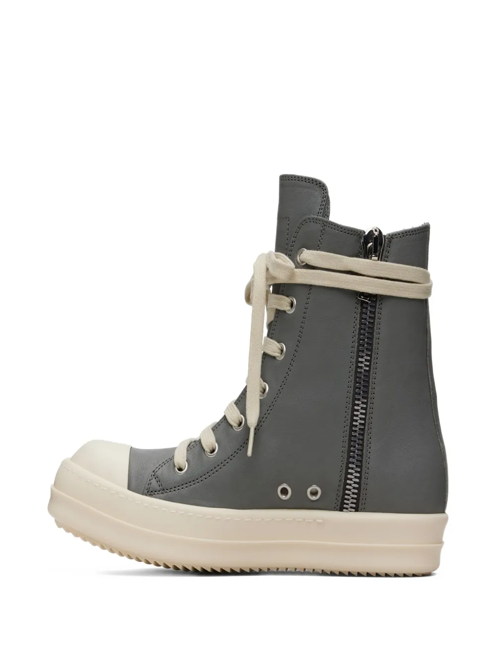 Rick Owens Zipped Leather High-top Sneakers In Animal Print