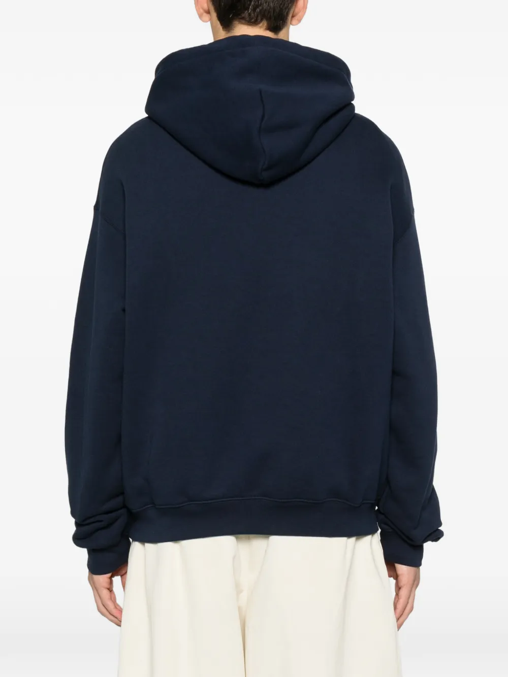 Lacoste Logo-patch Drawstring Hoodie In Blue