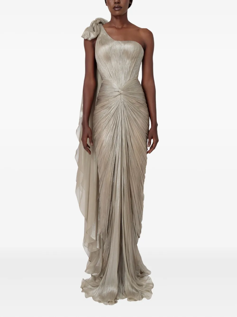 Iris Serban Lissa one-shoulder bow maxi dress - グレー Iris Serban Lissa one-shoulder bow maxi dress - グレー