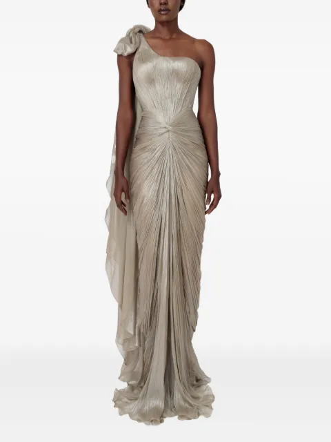 Iris Serban Lissa one-shoulder bow maxi dress