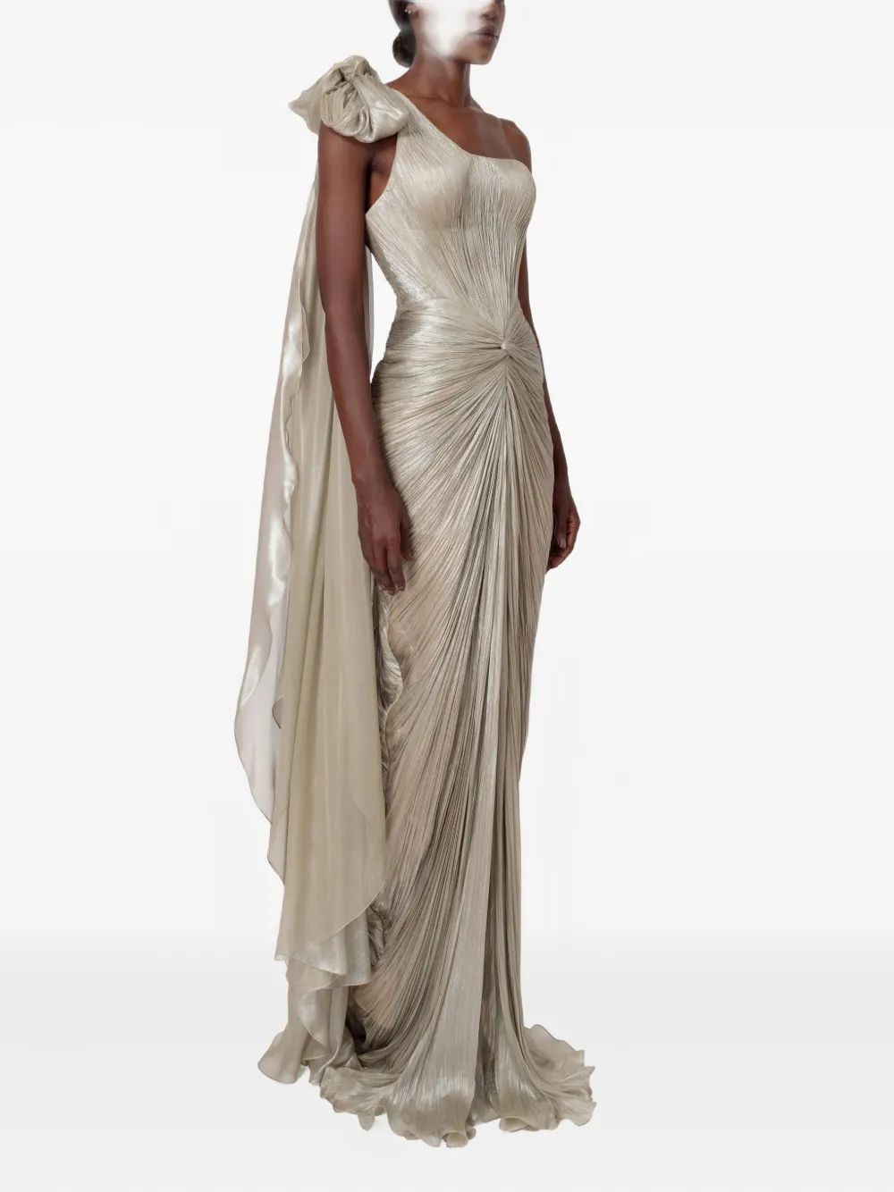 Iris Serban Lissa One-shoulder Bow Maxi Dress In Gray