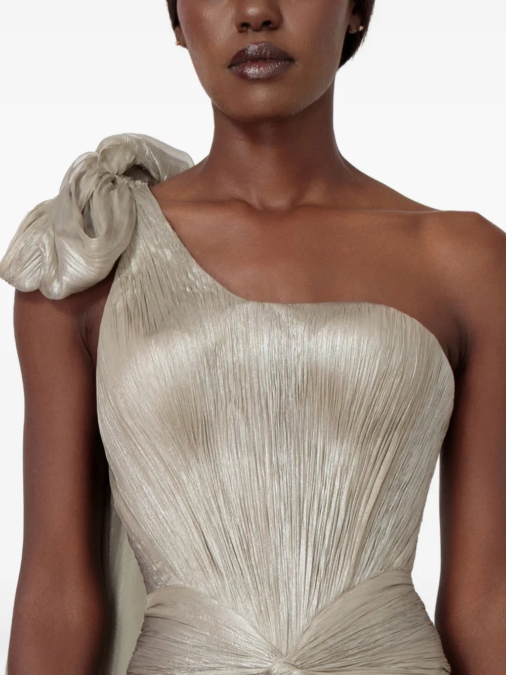 Iris Serban Lissa One-shoulder Bow Maxi Dress In Gray