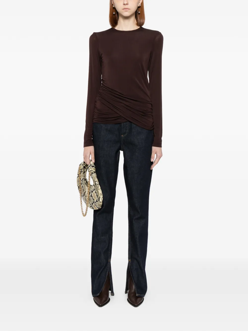 Agolde Twist Eve T-shirt In Brown