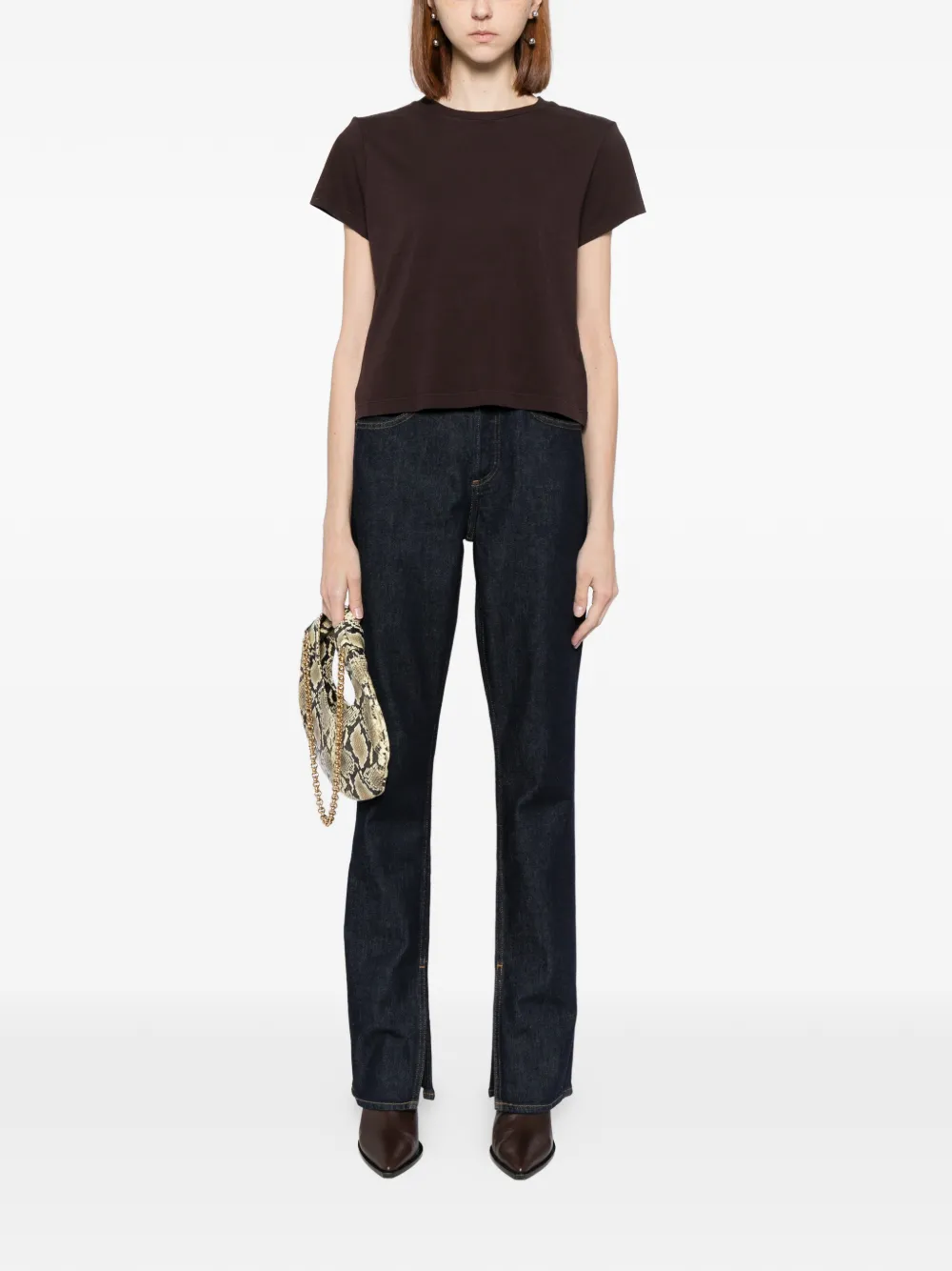 Agolde Adine Shrunken T-shirt In Brown