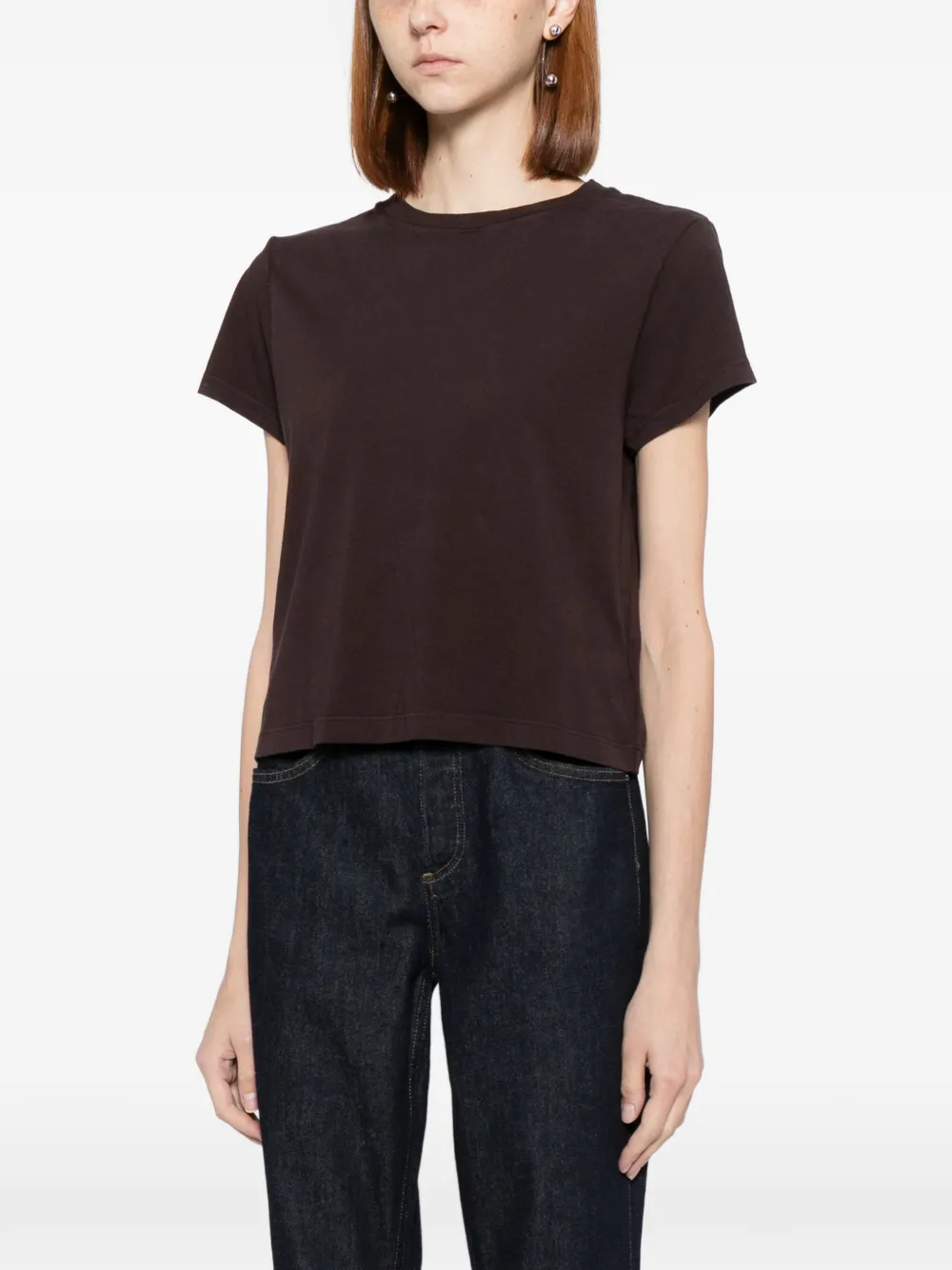 Agolde Adine Shrunken T-shirt In Brown