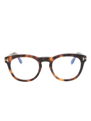 TOM FORD tortoiseshell-effect round-frame Glasses | Brown  display picture 1