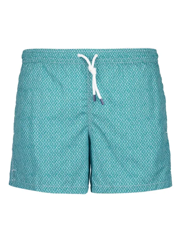 Fedeli Madeira Printed Swim Shorts in Green