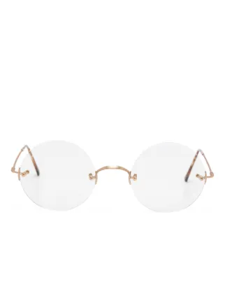 Lunor Classic Rund M Round Rimless Glasses | Gold | FARFETCH UK