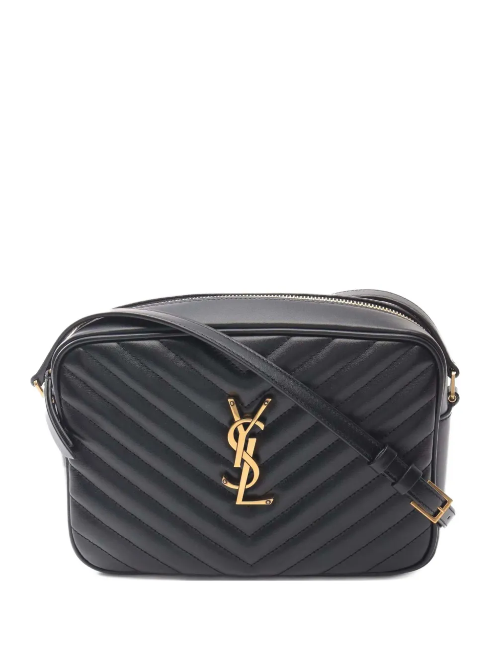 SAINT LAURENT Pre-owned 2012-2025 Quilted Leather Monogram Lou Camera Bag Crossbody Bag In Black