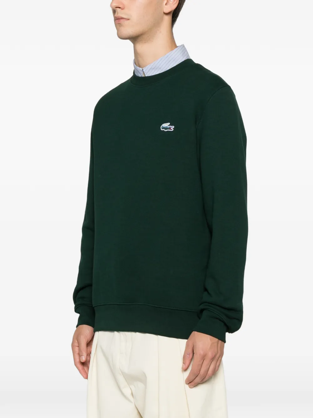 Lacoste Classic Fit Cotton French Terry Sweatshirt In Green