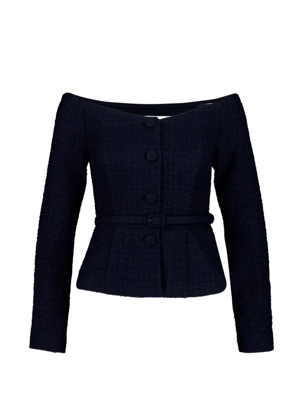 Roland Mouret off-shoulder bouclé top - Blu