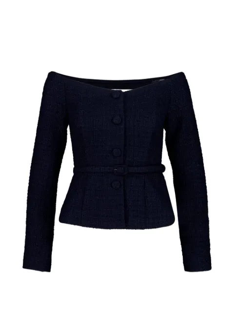 Roland Mouret bouclé-top med off-shoulder-snit