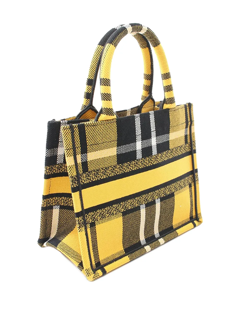 Pre-owned Dior 2022 Small Check N  Canvas Book Tote Bag In Yellow