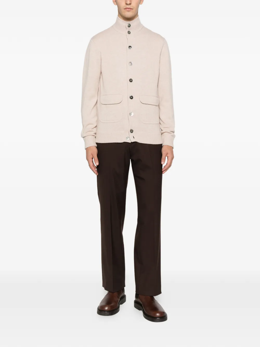 Della Ciana Flap-pocket Buttoned Cardigan In Neutral