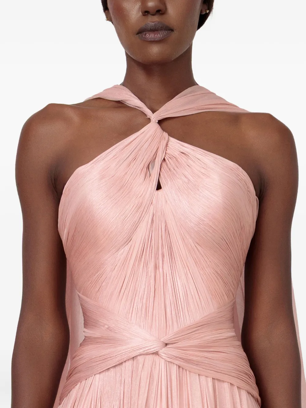 Iris Serban Yeliel Twisted-feathers Maxi Dress In Pink