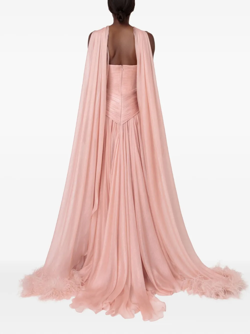 Iris Serban Yeliel Twisted-feathers Maxi Dress In Pink