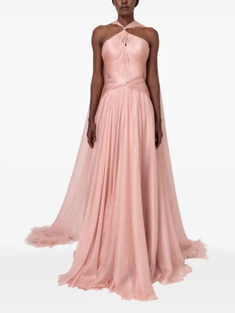 Iris Serban Yeliel twisted-feathers maxi dress