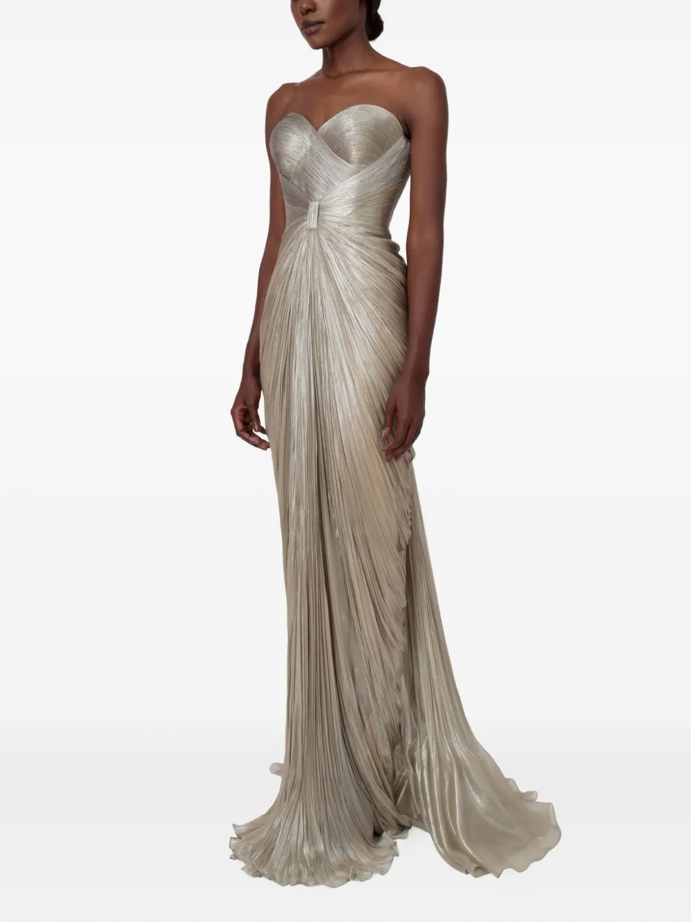 Iris Serban Iolanda strapless-pleated maxi dress - Beige