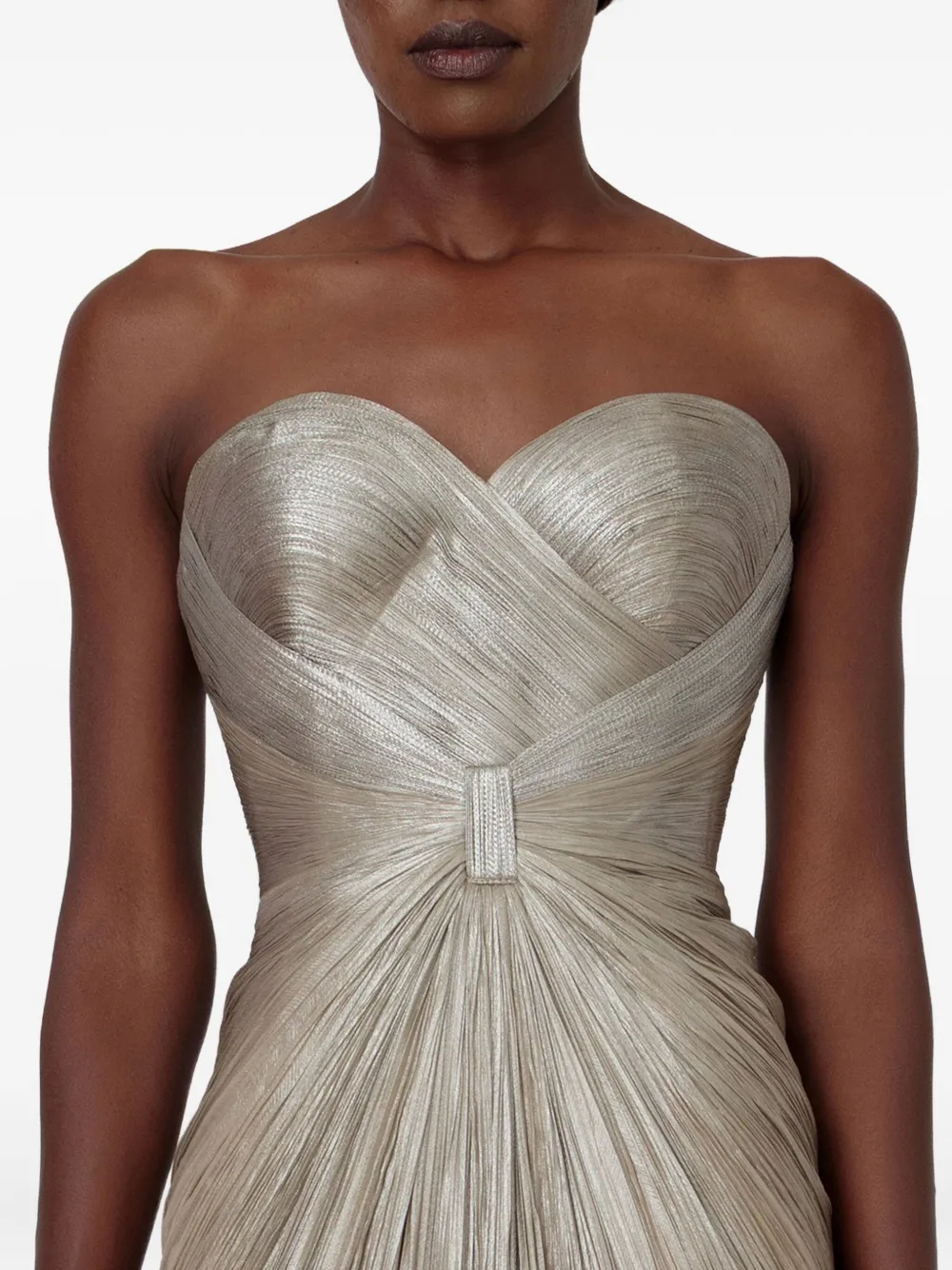 Iris Serban Iolanda Strapless-pleated Maxi Dress In Neutral