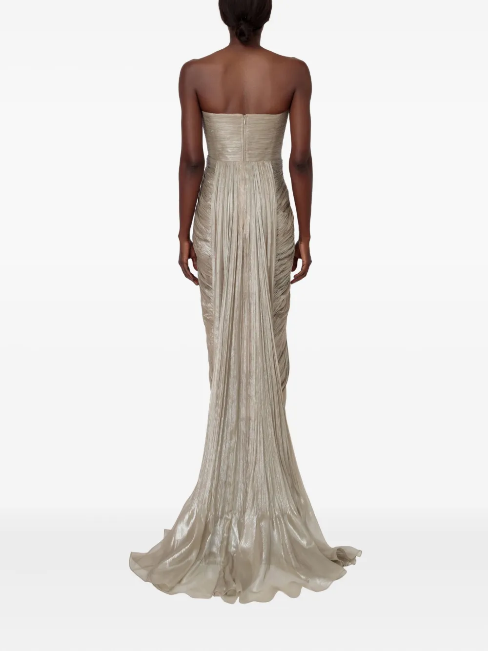 Iris Serban Iolanda Strapless-pleated Maxi Dress In Neutral