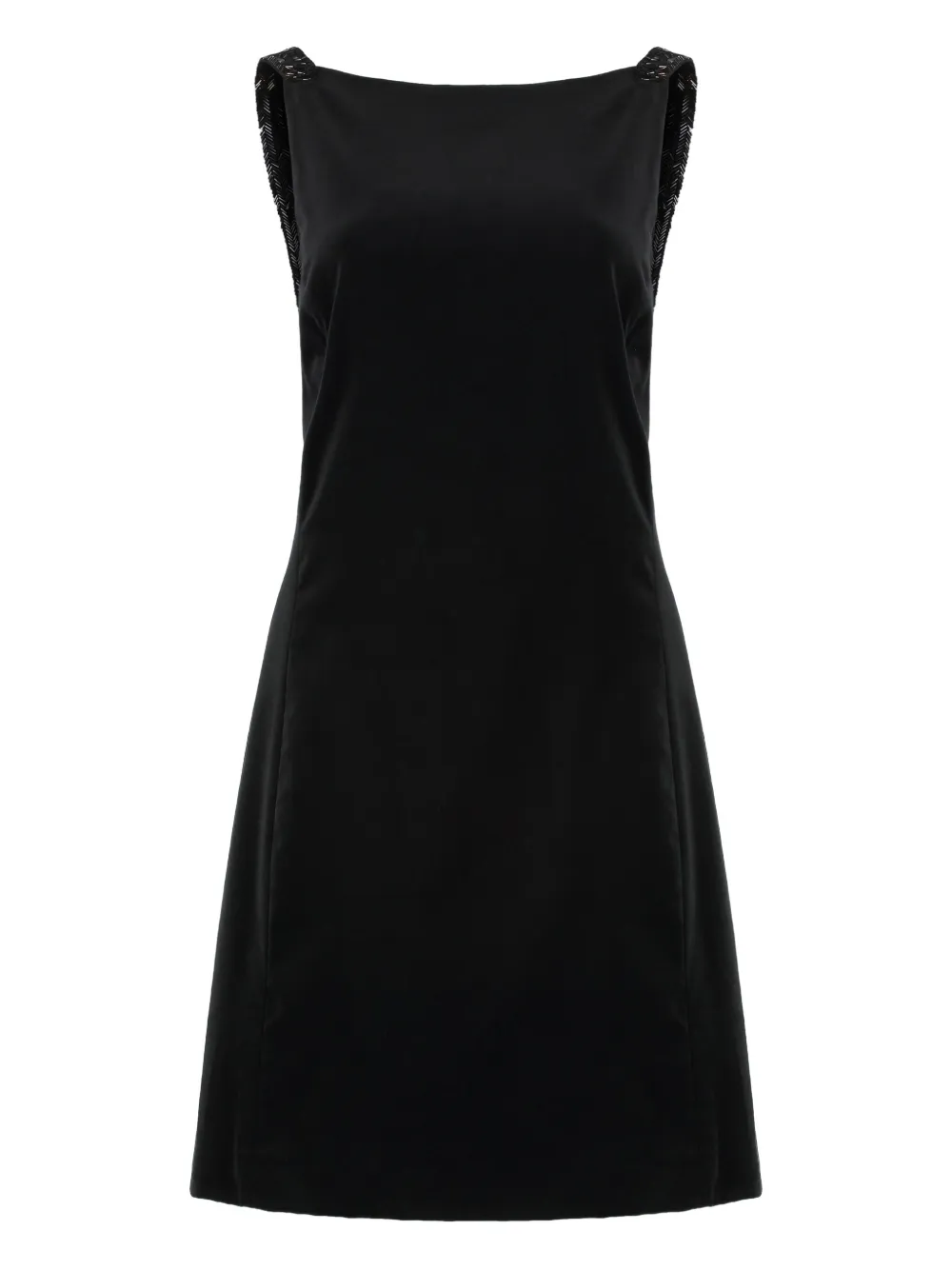 Ralph Lauren Beaded Velvet Mini Dress In Black
