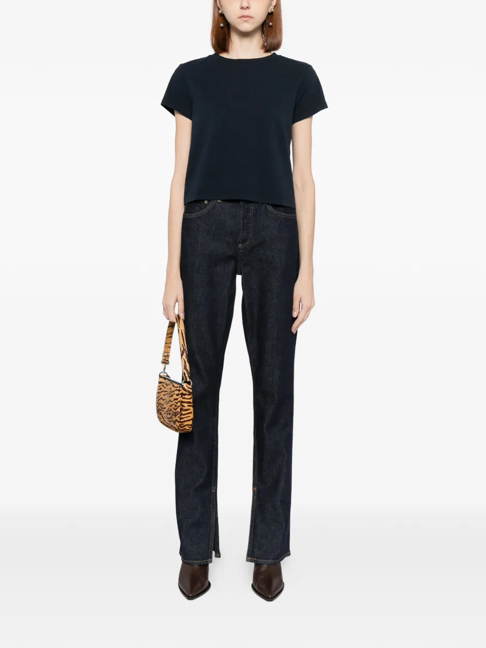 Agolde Adine Shrunken T-shirt In Black