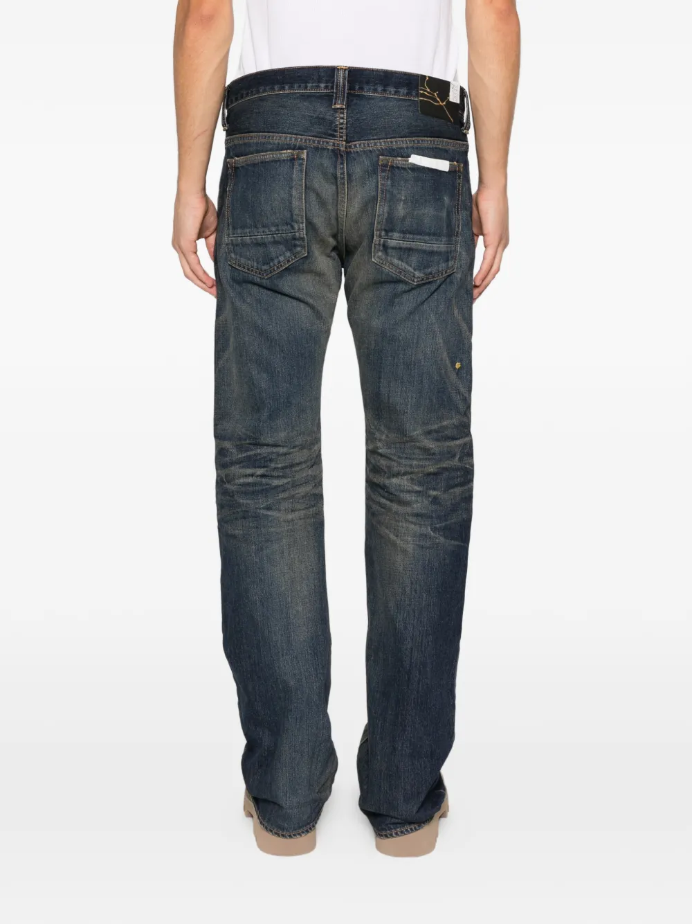 Mastercraft Union Buttoned Belt-loop Jeans In Blue