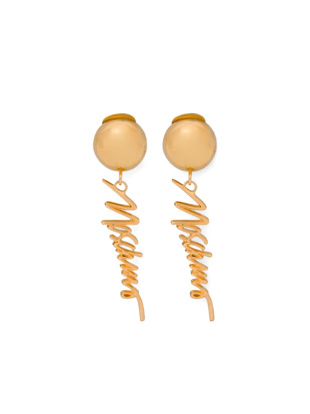 Moschino Logo-lettering Drop Earrings In Gold
