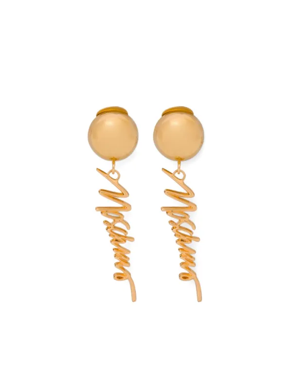 Moschino Logo-lettering Drop Earrings in Gold