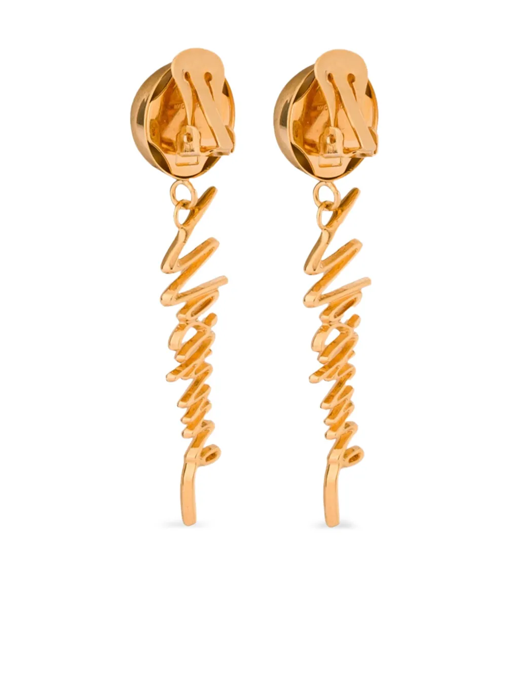 Moschino Logo-lettering Drop Earrings In Gold