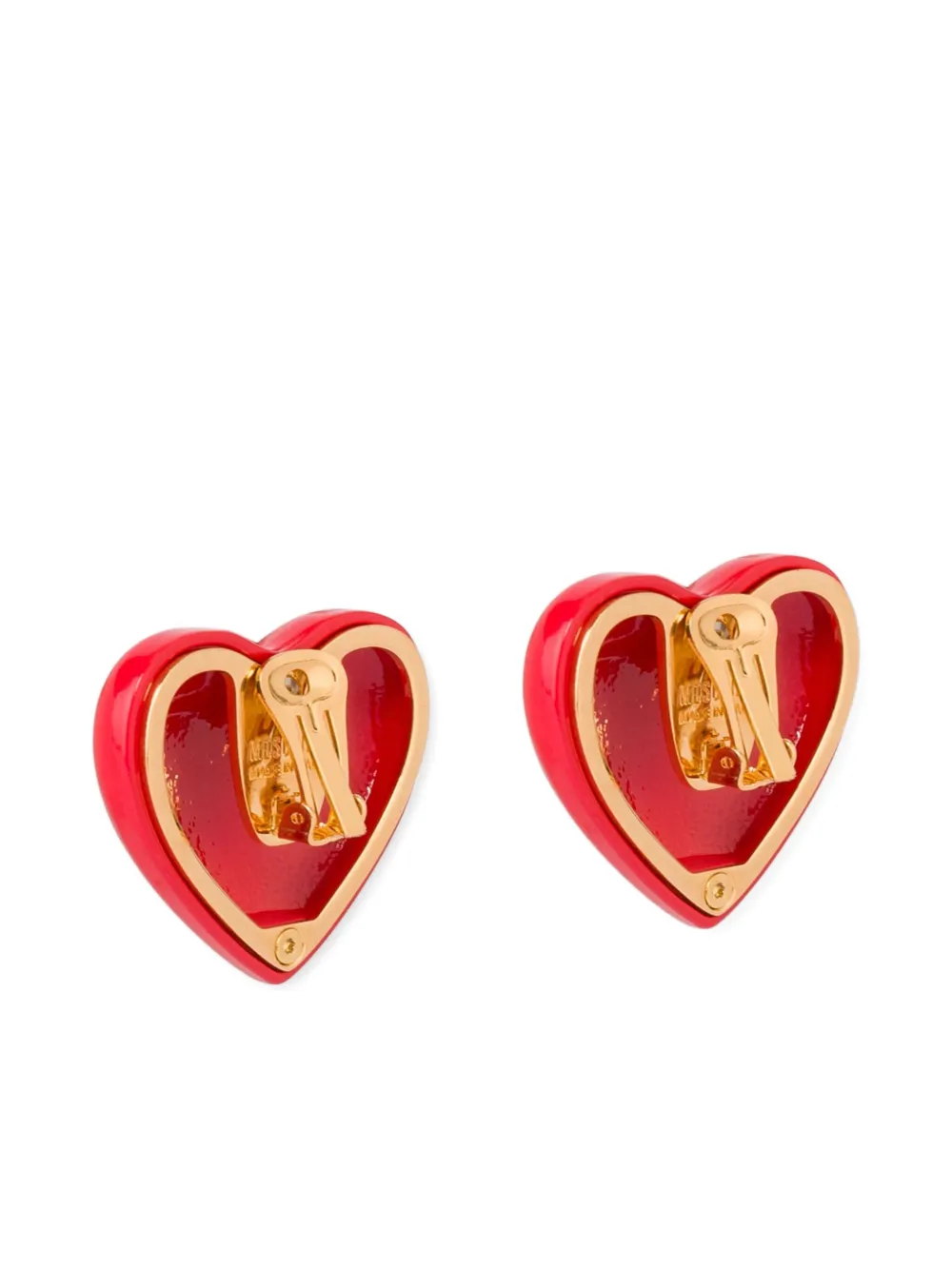 Moschino Heart-motif Clip-on Earrings In Red