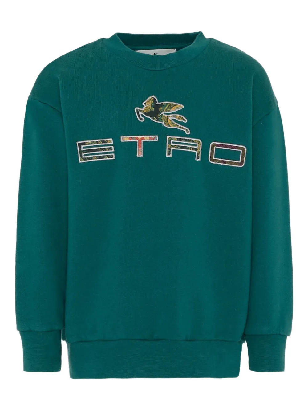 ETRO KIDS logo-detail crew neck sweatshirt - グリーン ETRO KIDS logo-detail crew neck sweatshirt - グリーン