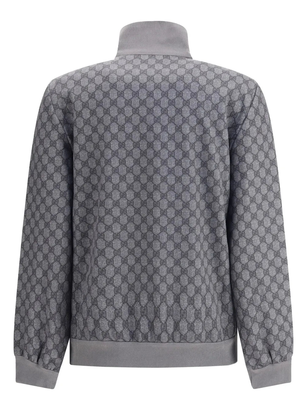 Gucci Grey Sweatshirt With High Neck And All-over Gg Print In Tech Fabric Woman In Gray