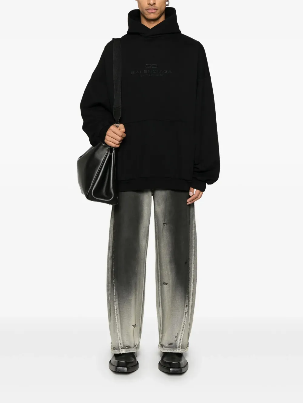 美品 バレンシアガ パーカー GARDE ROBE hoodie ブラック の メンズ Bb Garderobe Hoodie ラージフィット | Balenciaga