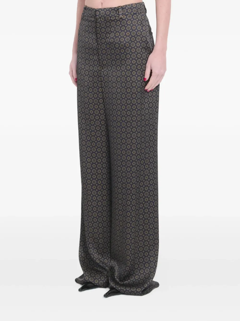 Saint Laurent Patterned Trousers In Gray