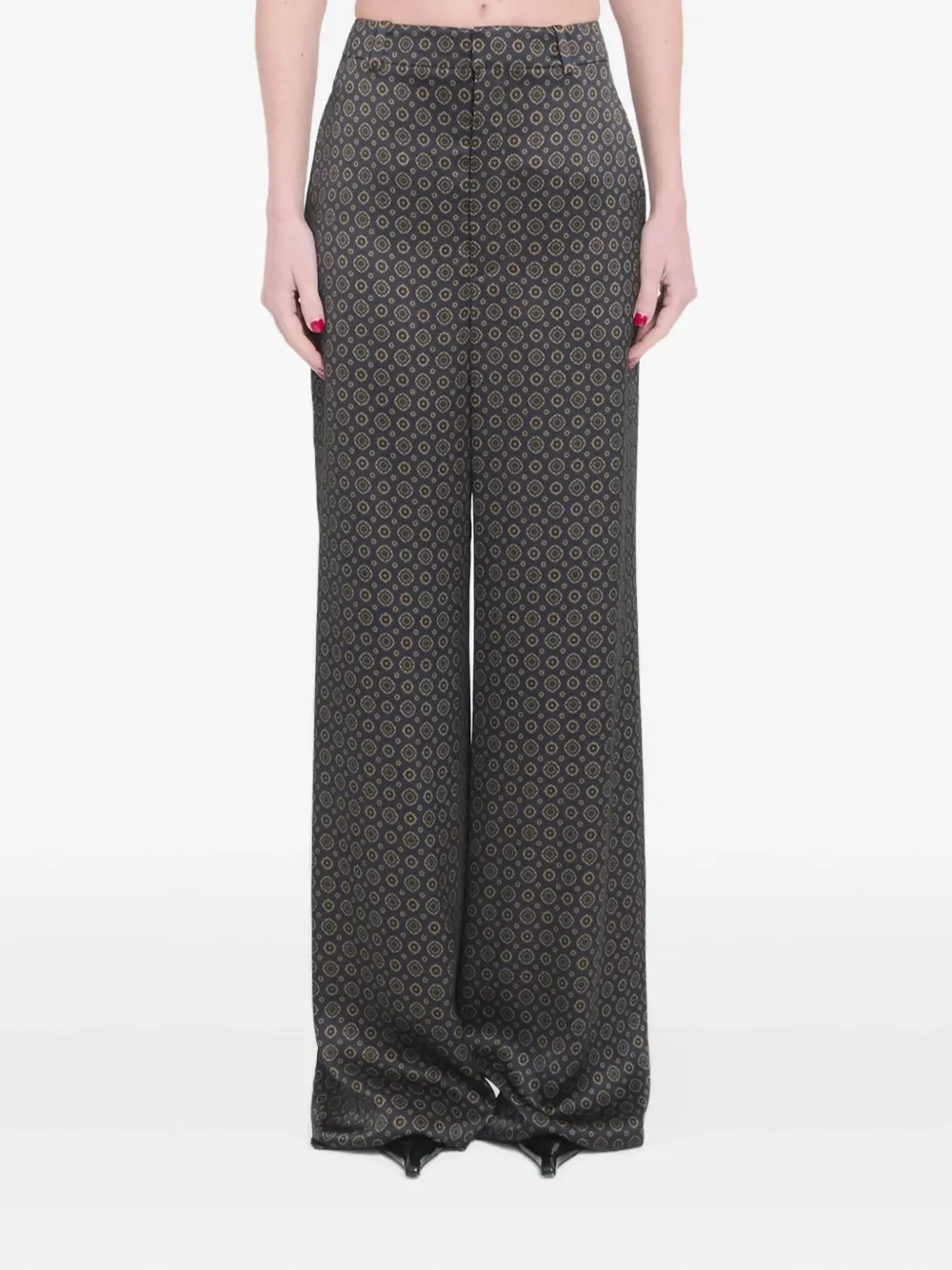 Saint Laurent Patterned Trousers In Gray