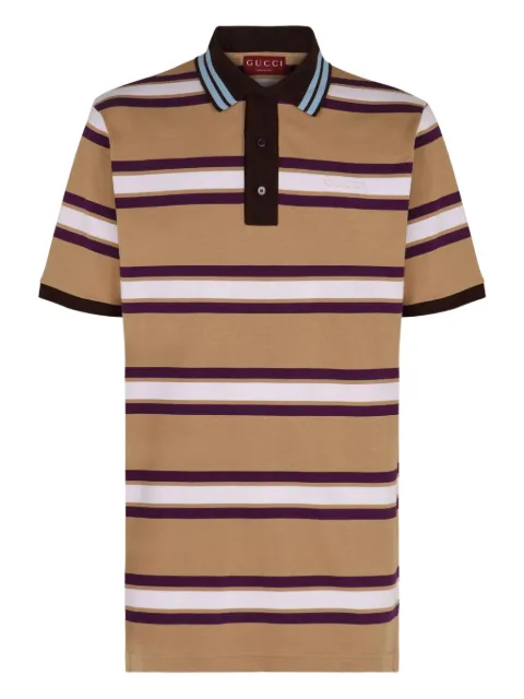 Gucci striped ribbed-collar polo shirt