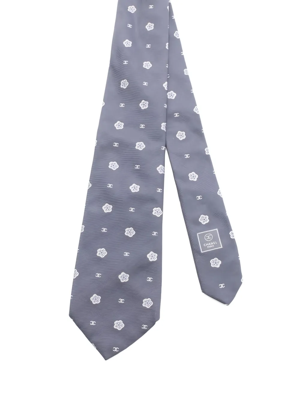 Pre-owned Chanel 1986-1988 Silk Tie In Gray