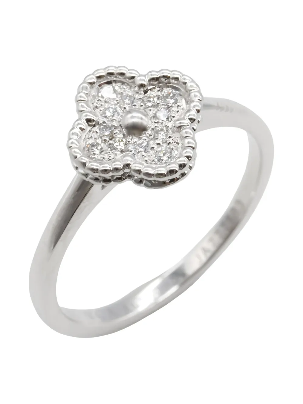 VAN CLEEF & ARPELS Pre-owned 2010's 18k White Gold Diamond Sweet Alhambra Ring In Silver