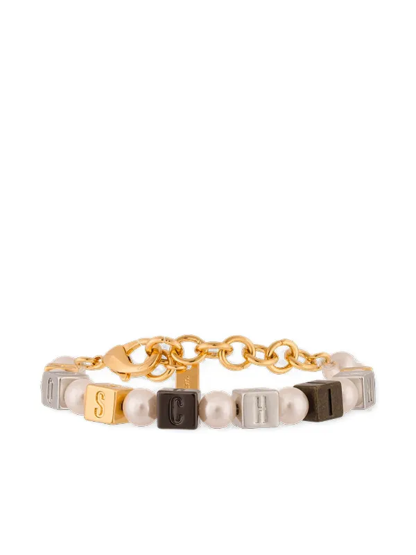 Moschino Logo-beaded Bracelet in Gold