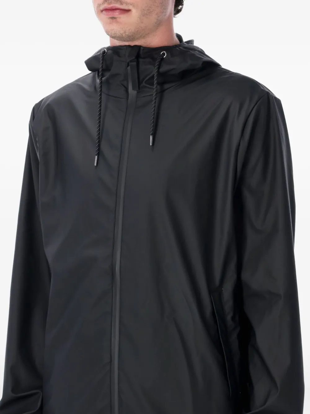 Rains Storm Breaker Zip-fastening Hooded Jacket In Black