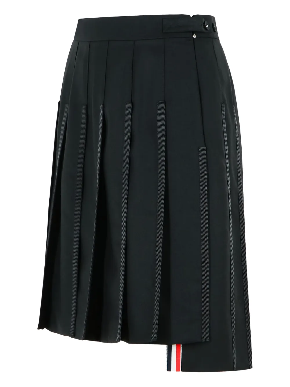 Thom Browne Grosgrain midi-rok met plooien Zwart