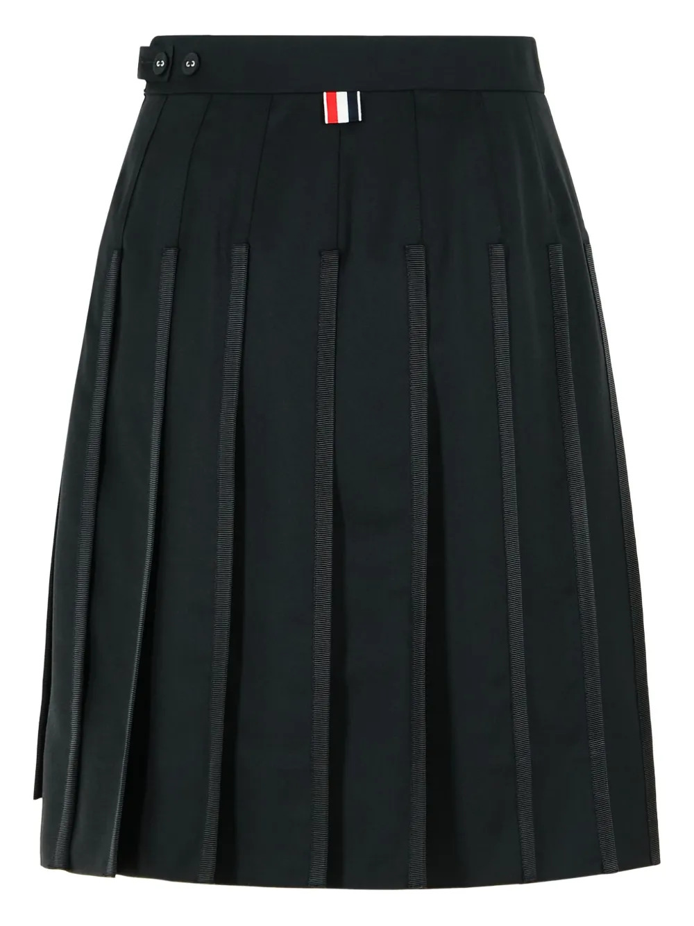 Thom Browne pleated Grosgrain midi skirt - Zwart