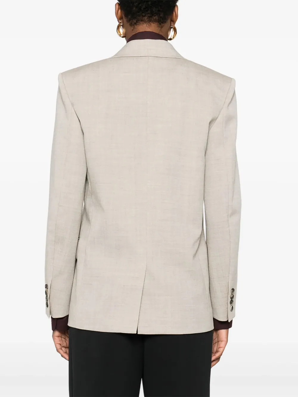 Saint Laurent Double-breasted Button Blazer In Neutral