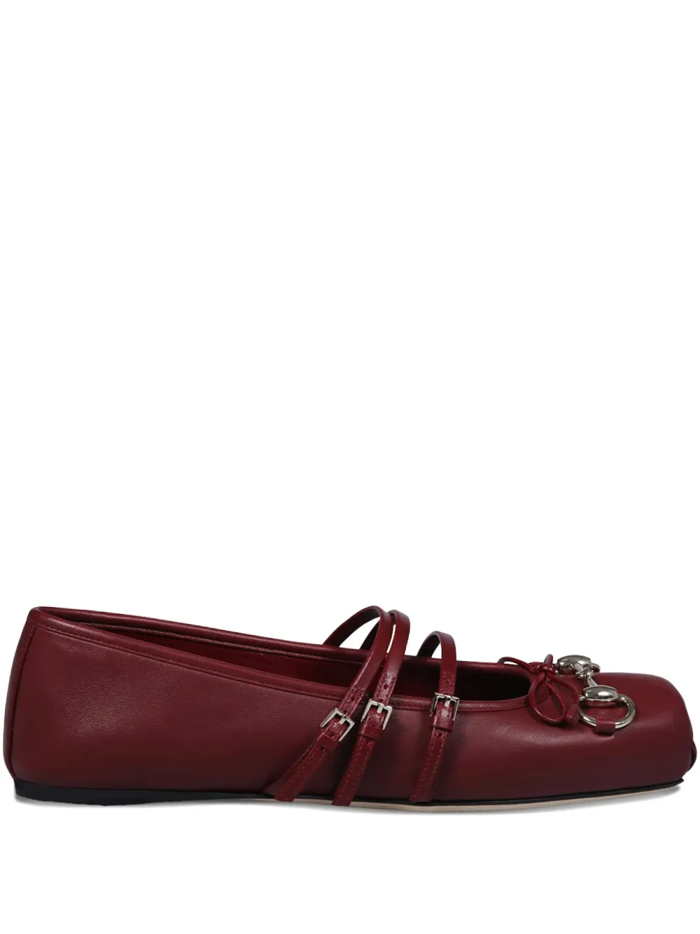 Gucci Horsebit bow-detail leather ballet flats - Rot