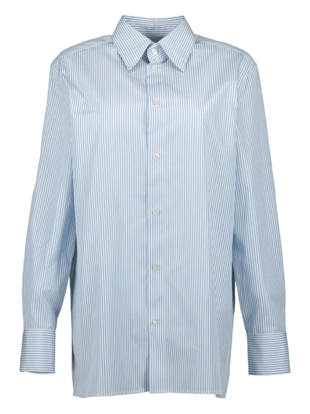 Saint Laurent Cassandre Striped Button-up Shirt In Blue