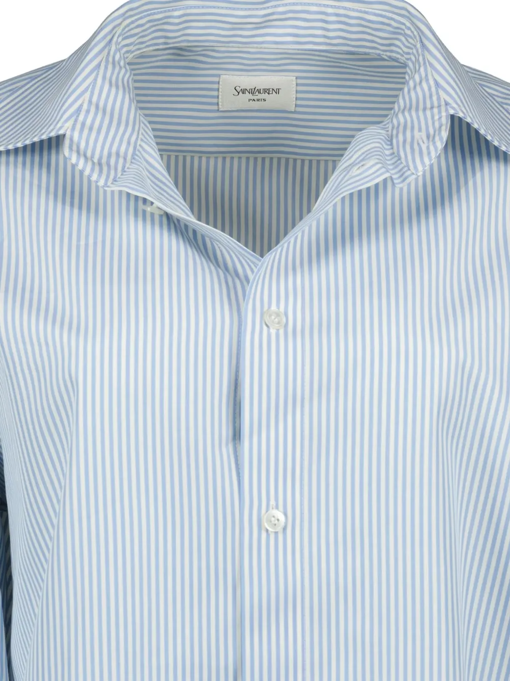 Saint Laurent Cassandre Striped Button-up Shirt In Blue