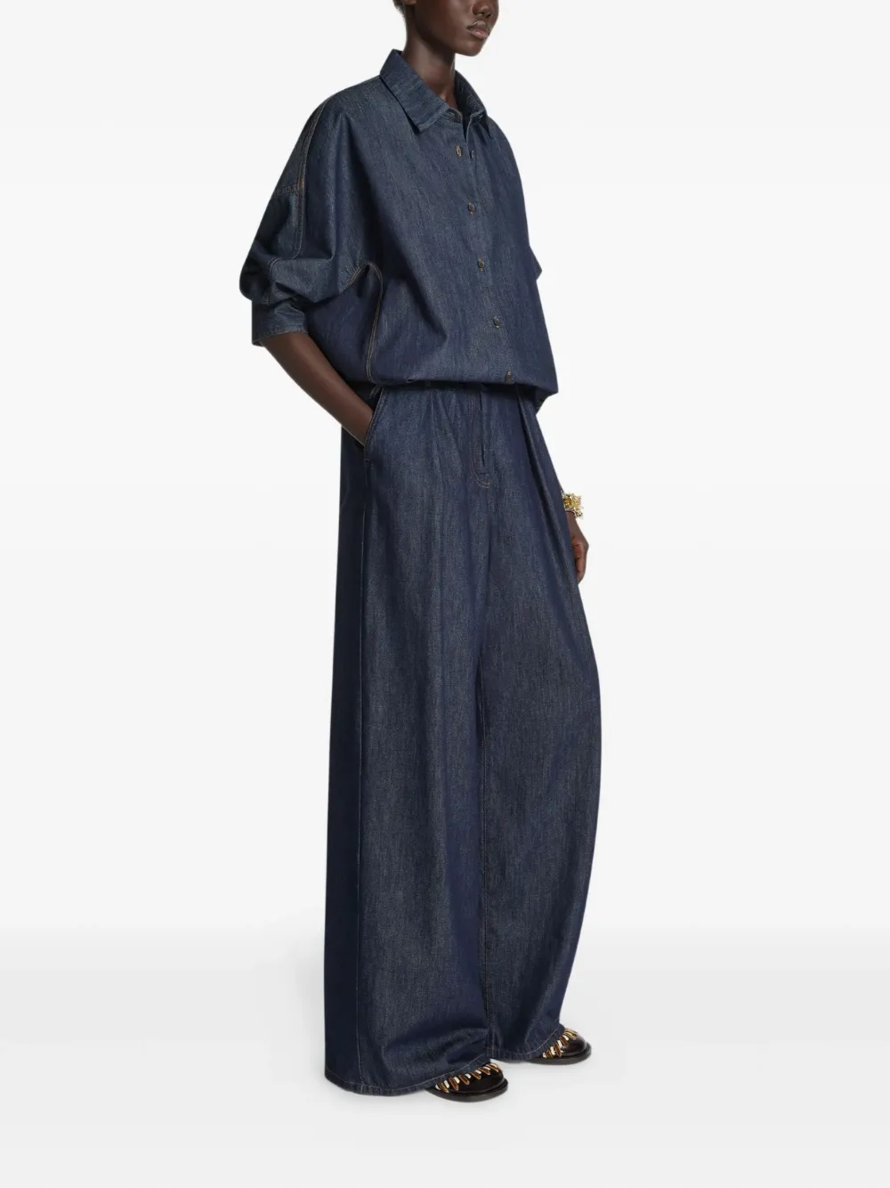  Dries Van Noten Vaqueros Anchos Con Pinzas - Azul 