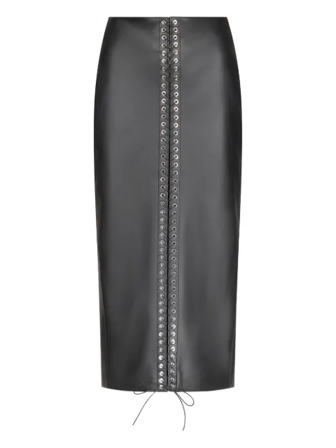 Ludovic de Saint Sernin lace-up leather pencil midi skirt