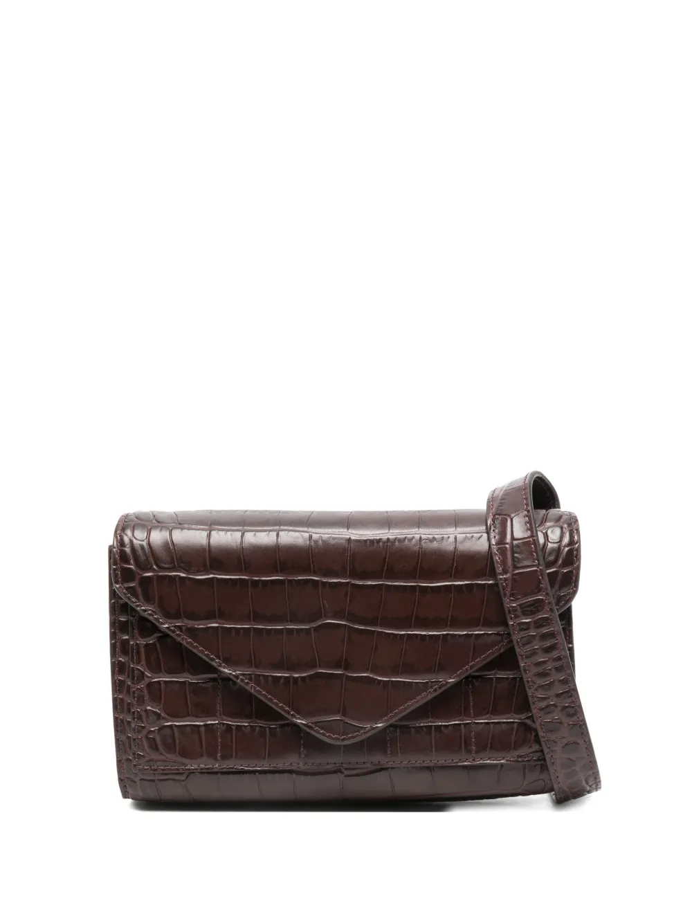 MICOLI Intasca crocodile-effect crossbody bag - Marrone